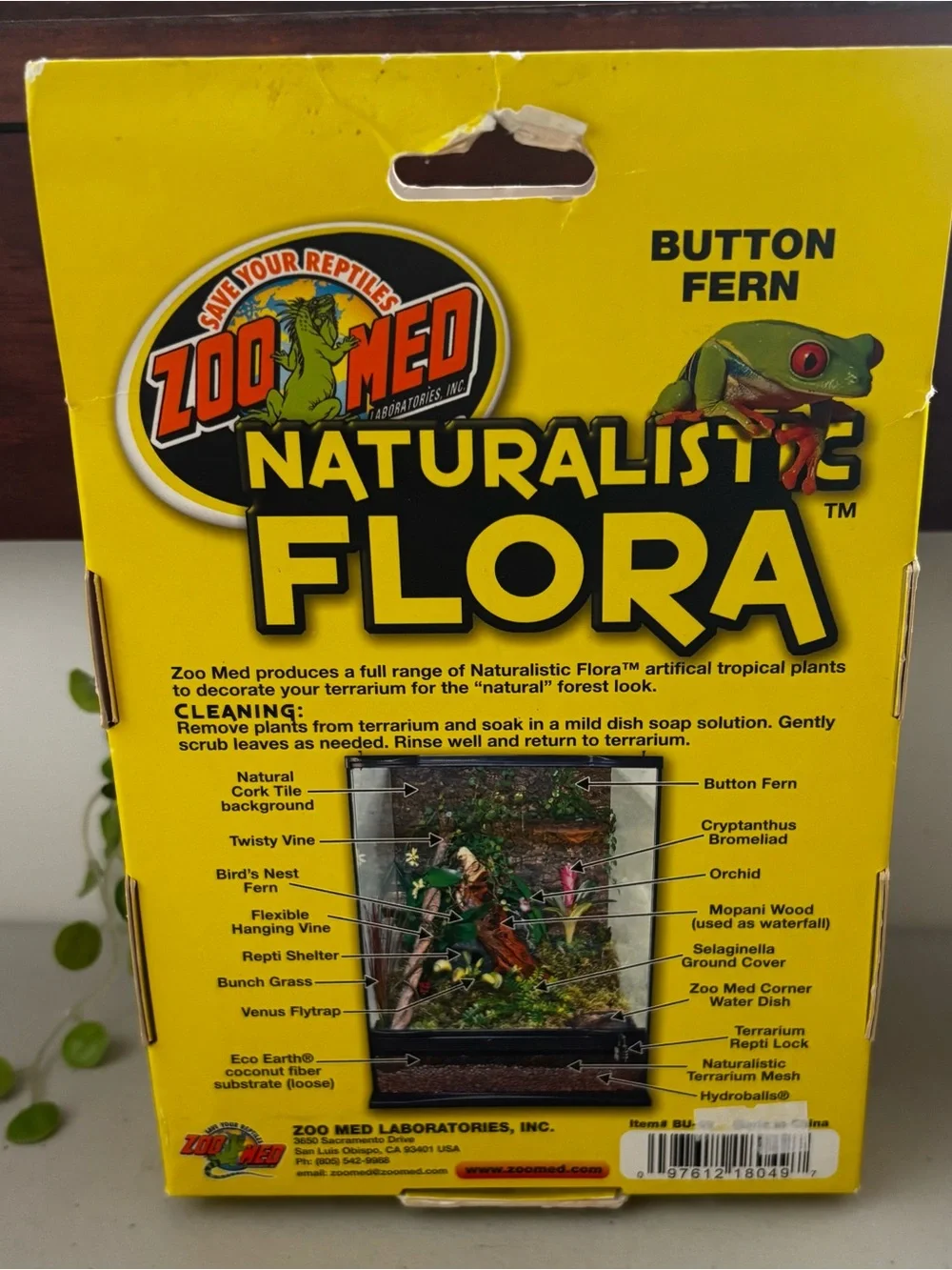 Zoo Med Reptile Terrarium Plant Tank Decor Naturalistic Flora Button Fern